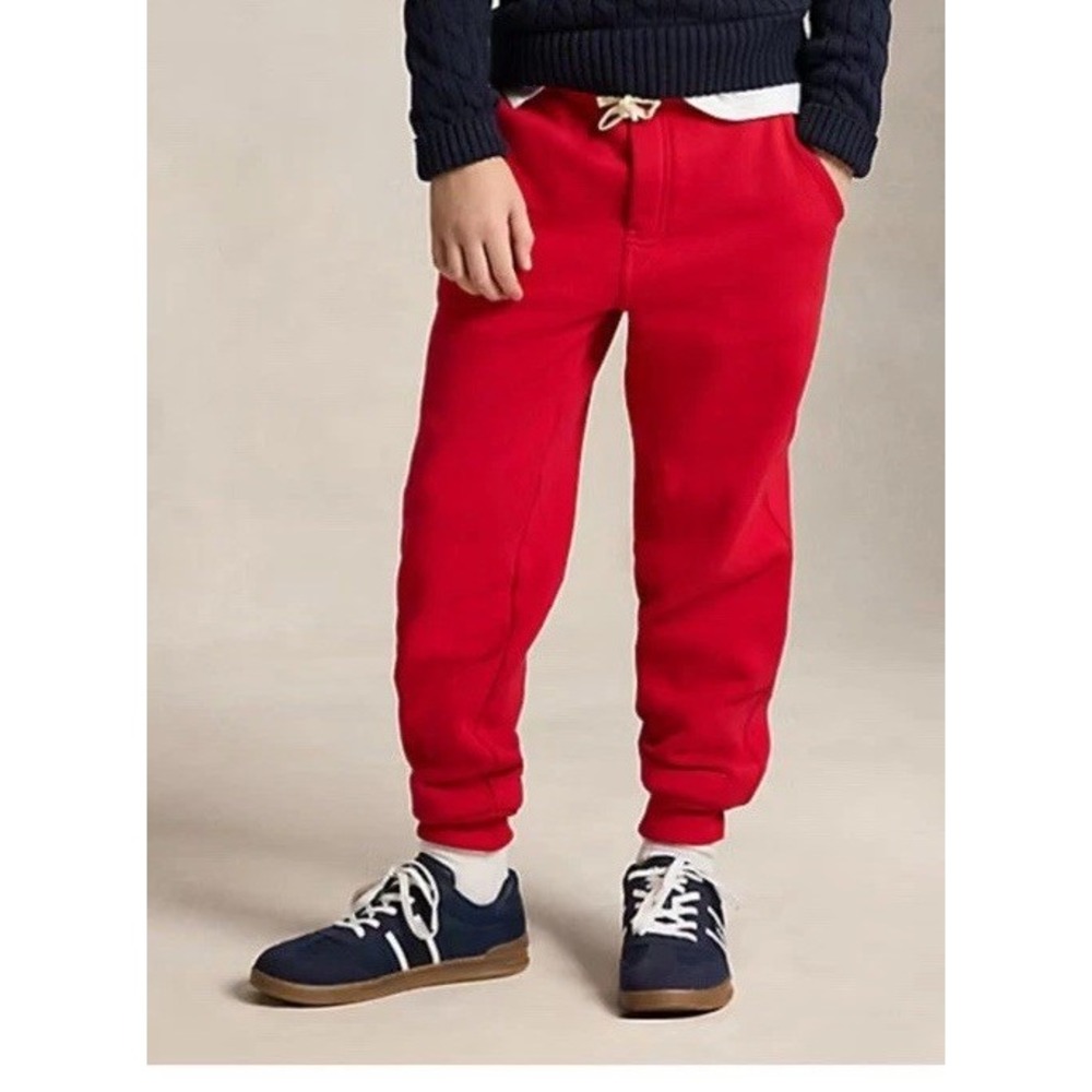POLO RALPH LAUREN Red Big BOYS Logo Fleece Jogger Pants Pockets Size L/G 14 16